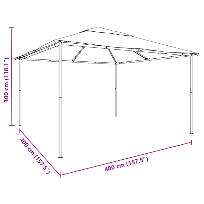Pavėsinė, baltos spalvos, 4x4x3m, 180 g/m²