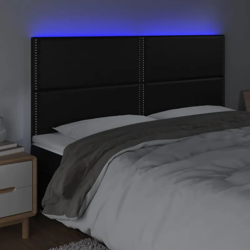 Galvūgalis su LED, juodos spalvos, 200x5x118/128 cm