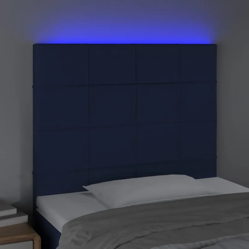 Galvūgalis su LED, mėlynos spalvos, 80x5x118/128cm, audinys