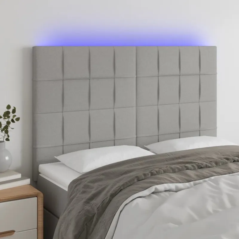 Galvūgalis su LED, šviesiai pilkas, 144x5x118/128cm, audinys