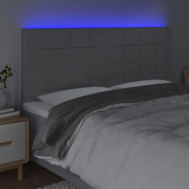 Galvūgalis su LED, šviesiai pilkas, 160x5x118/128cm, audinys