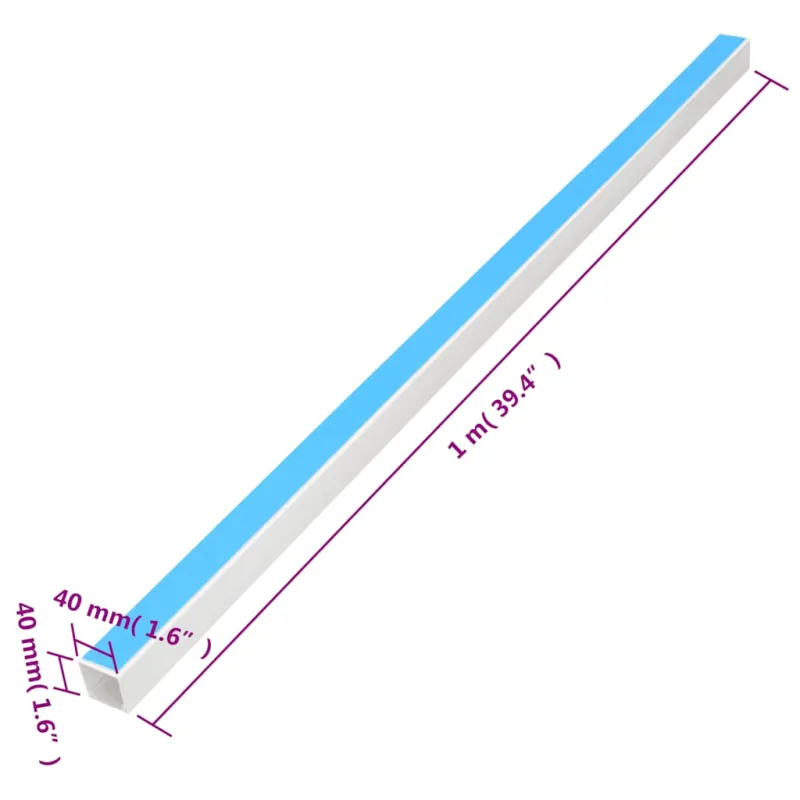 Kabelių kanalas, 40x40mm, 10m, PVC, savaime prilimpantis