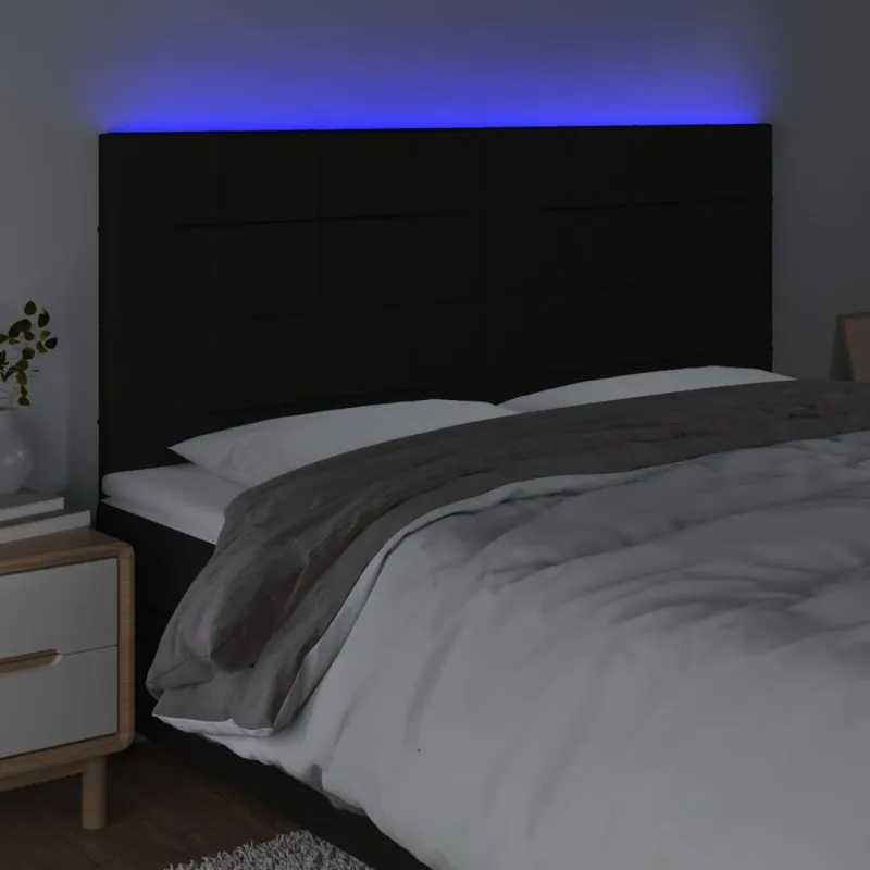Galvūgalis su LED, juodos spalvos, 200x5x118/128cm, audinys