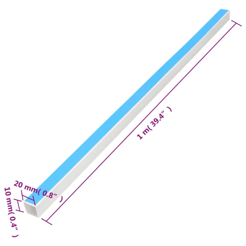 Kabelių kanalas, 20x10mm, 30m, PVC, savaime prilimpantis