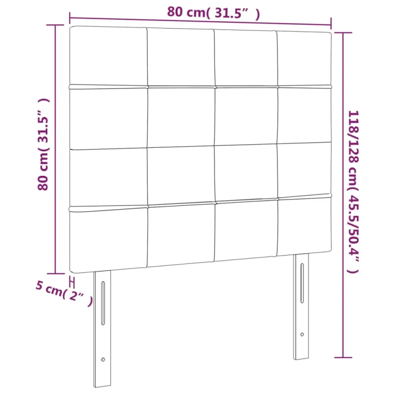 Galvūgalis su LED, šviesiai pilkas, 80x5x118/128cm, aksomas