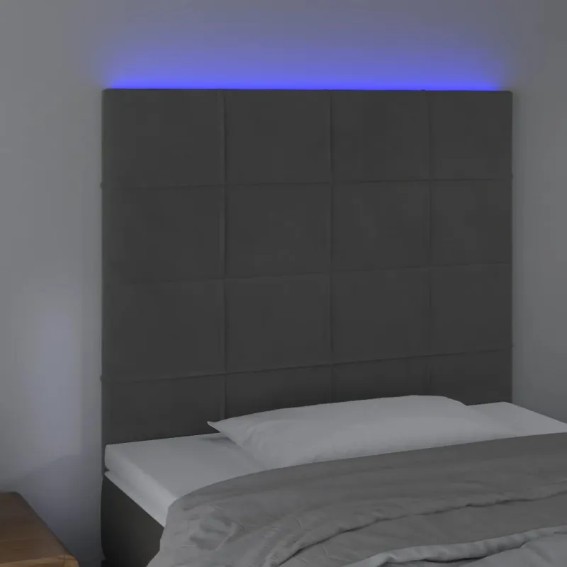 Galvūgalis su LED, tamsiai pilkas, 80x5x118/128cm, aksomas