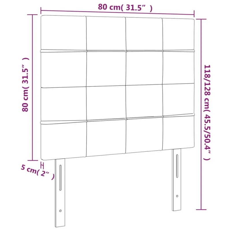 Galvūgalis su LED, juodos spalvos, 80x5x118/128cm, aksomas