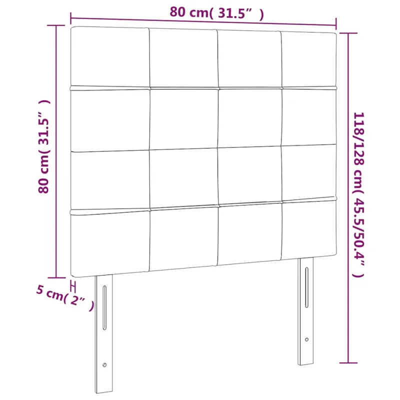 Galvūgalis su LED, tamsiai žalias, 80x5x118/128cm, aksomas