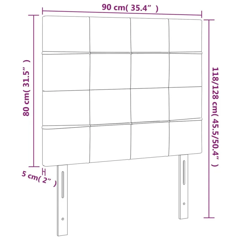 Galvūgalis su LED, tamsiai pilkas, 90x5x118/128cm, aksomas