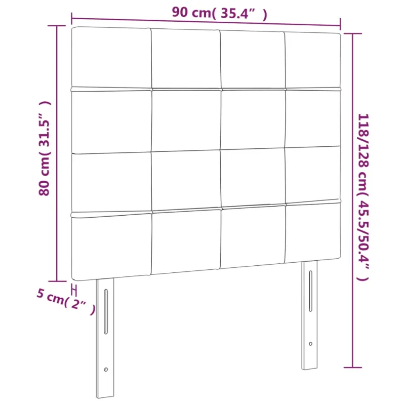 Galvūgalis su LED, juodos spalvos, 90x5x118/128cm, aksomas