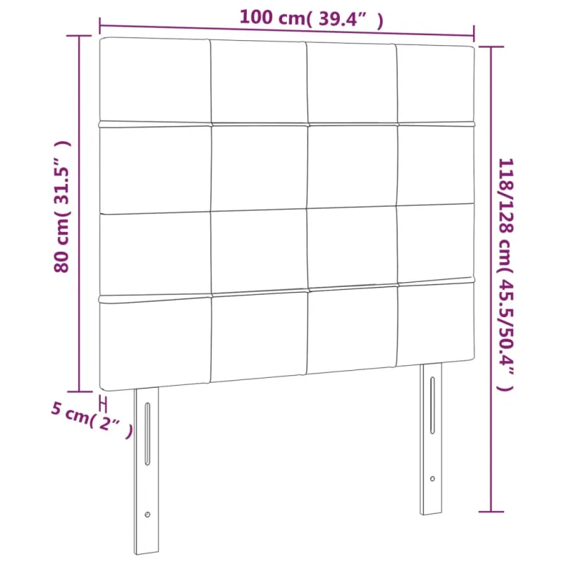 Galvūgalis su LED, šviesiai pilkas, 100x5x118/128cm, aksomas