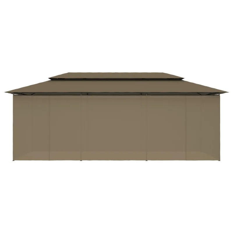 Pavėsinė su užuolaidomis, taupe, 600x298x270cm, 180g/m²