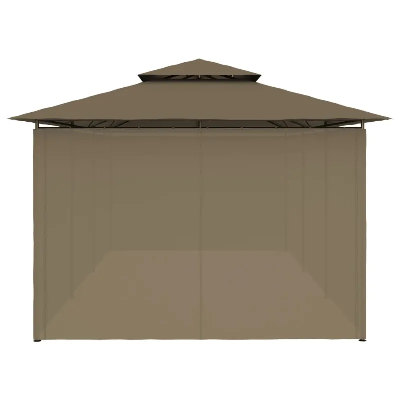 Pavėsinė su užuolaidomis, taupe, 600x298x270cm, 180g/m²