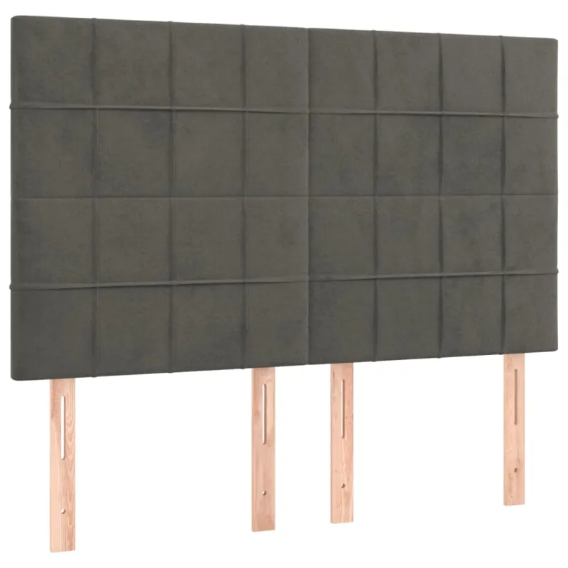 Galvūgalis su LED, tamsiai pilkas, 144x5x118/128cm, aksomas