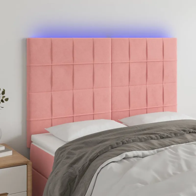 Galvūgalis su LED, rožinės spalvos, 144x5x118/128cm, aksomas