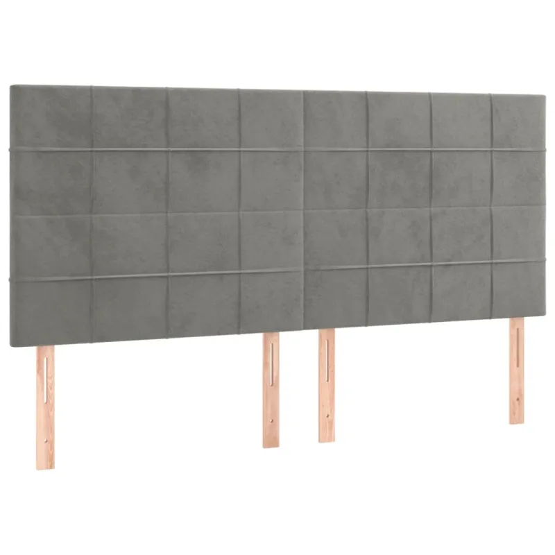 Galvūgalis su LED, šviesiai pilkas, 160x5x118/128cm, aksomas