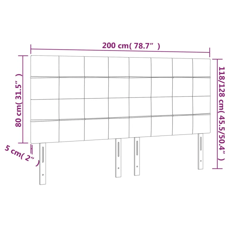 Galvūgalis su LED, juodos spalvos, 200x5x118/128cm, aksomas