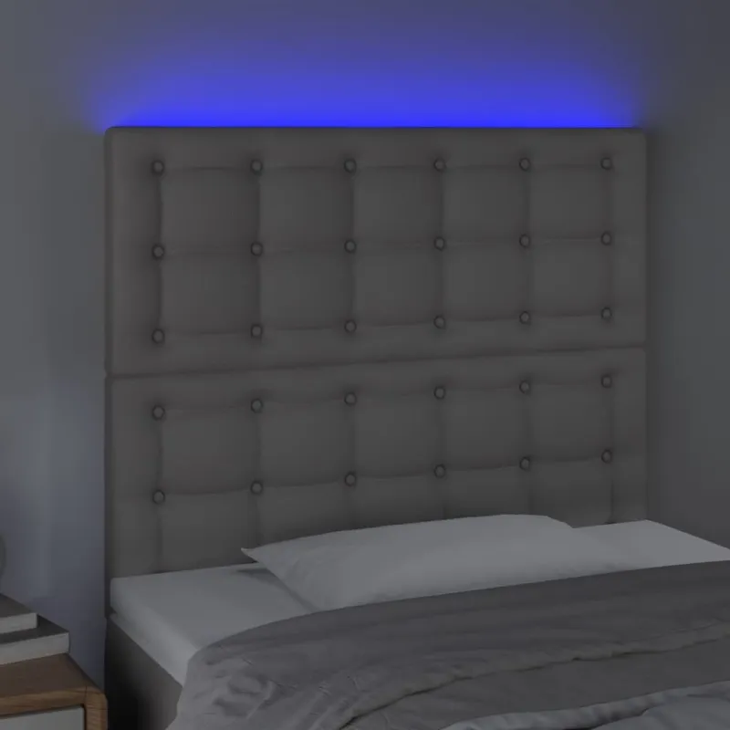 Galvūgalis su LED, pilkas, 80x5x118/128cm, dirbtinė oda