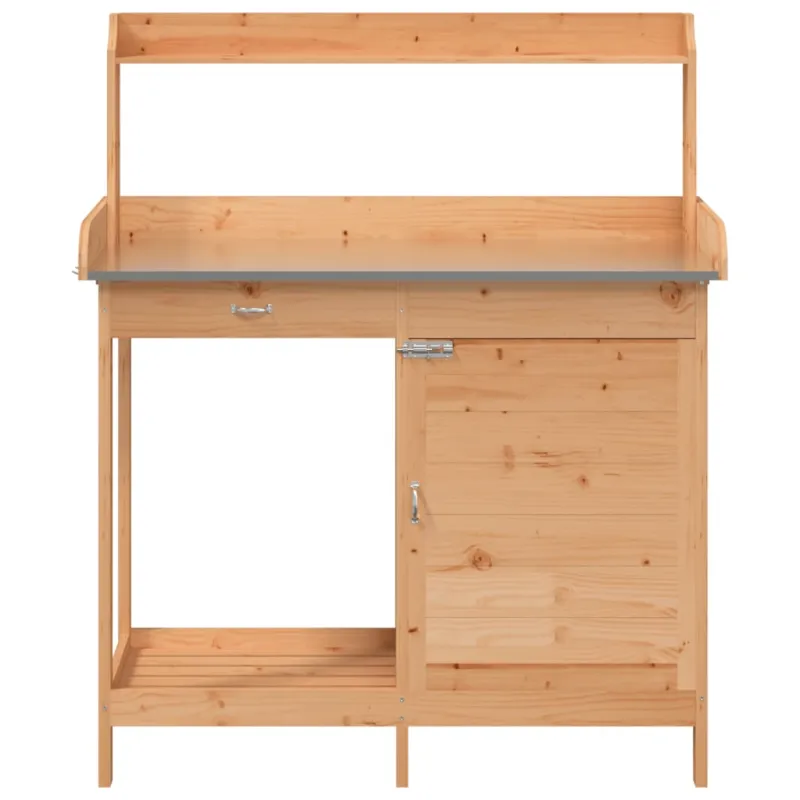 Sodinimo stalas su spintele, rudas, 110,5x45x124,5cm, eglė