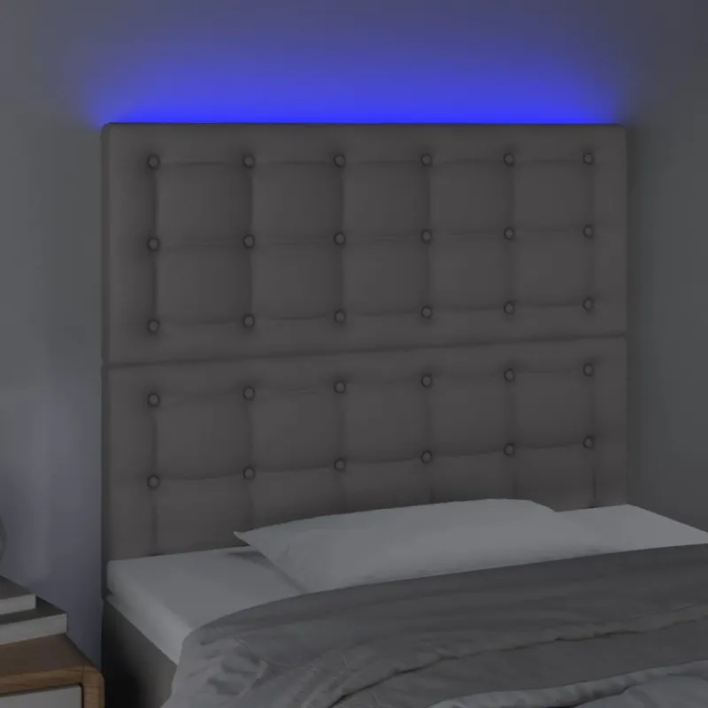 Galvūgalis su LED, pilkas, 90x5x118/128cm, dirbtinė oda