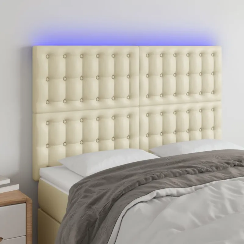 Galvūgalis su LED, kreminės spalvos, 144x5x118/128 cm