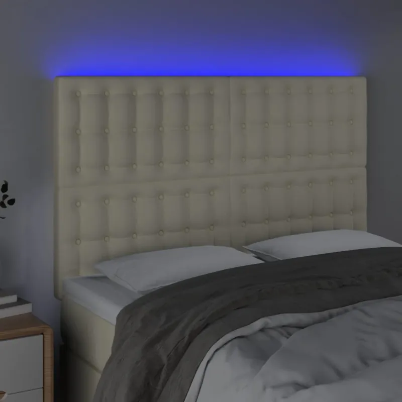 Galvūgalis su LED, kreminės spalvos, 144x5x118/128 cm
