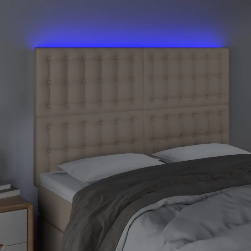 Galvūgalis su LED, kapučino spalvos, 144x5x118/128cm