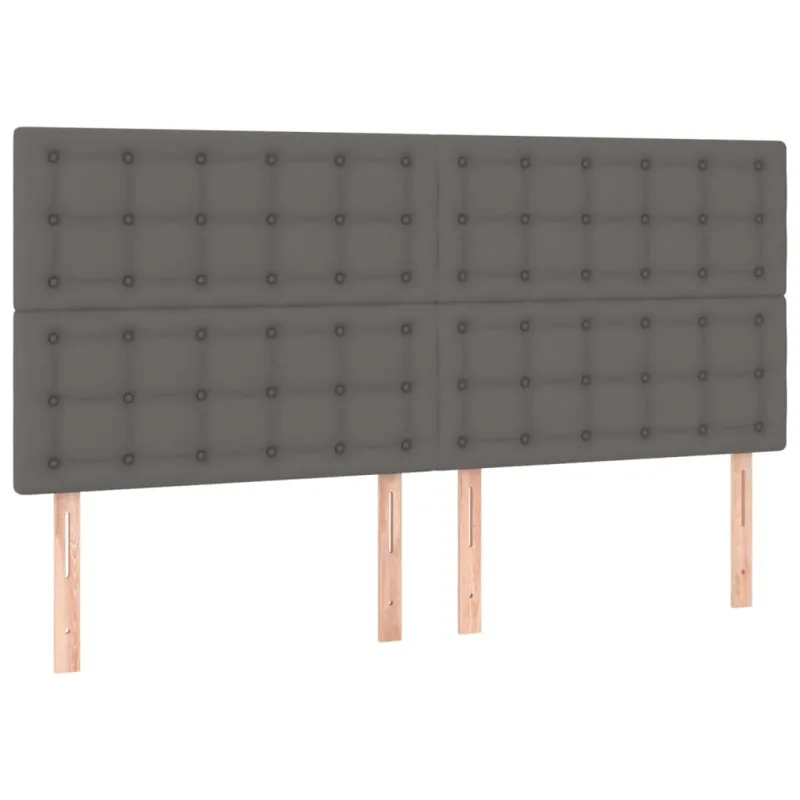 Galvūgalis su LED, pilkas, 160x5x118/128cm, dirbtinė oda