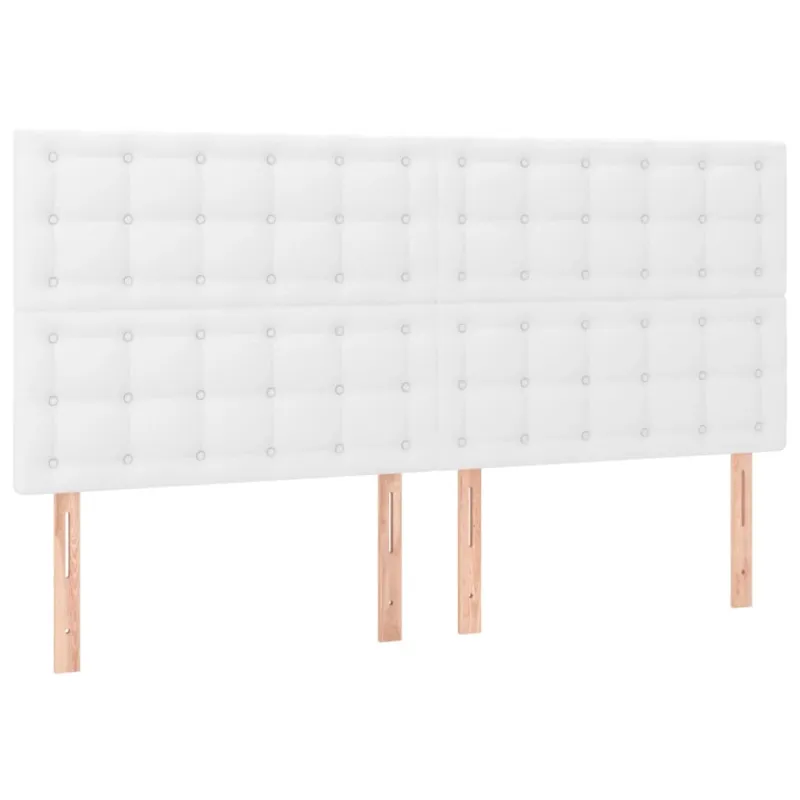 Galvūgalis su LED, baltos spalvos, 180x5x118/128cm dirbtinė oda
