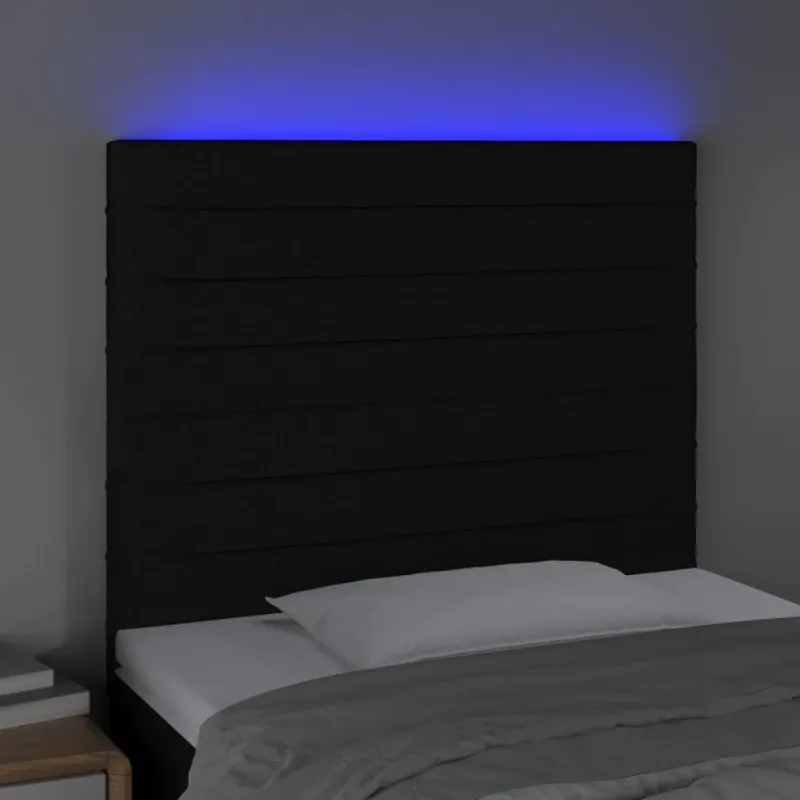 Galvūgalis su LED, juodos spalvos, 90x5x118/128cm, audinys