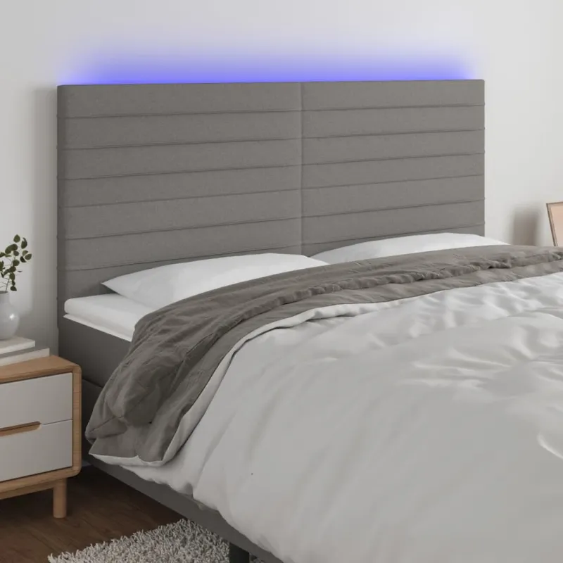 Galvūgalis su LED, tamsiai pilkas, 160x5x118/128cm, audinys
