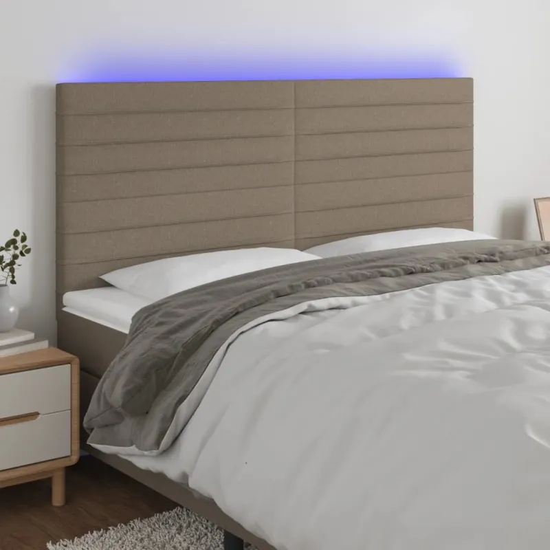 Galvūgalis su LED, taupe spalvos, 180x5x118/128cm, audinys