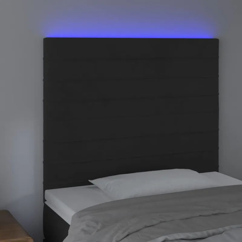 Galvūgalis su LED, juodos spalvos, 90x5x118/128cm, aksomas