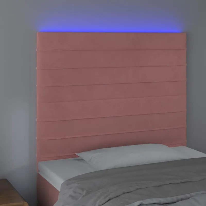 Galvūgalis su LED, rožinės spalvos, 90x5x118/128cm, aksomas