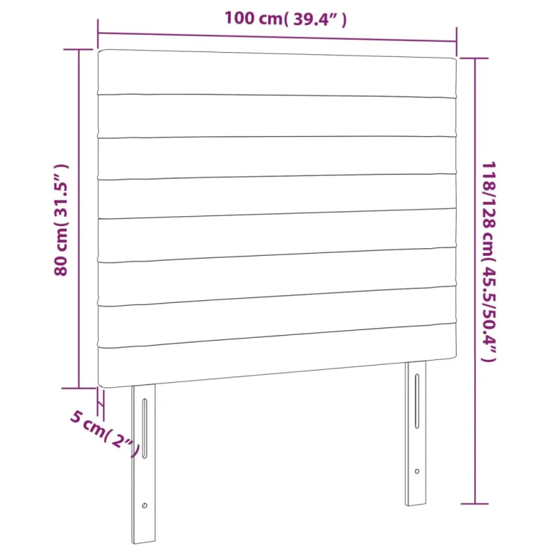 Galvūgalis su LED, tamsiai pilkas, 100x5x118/128cm, aksomas