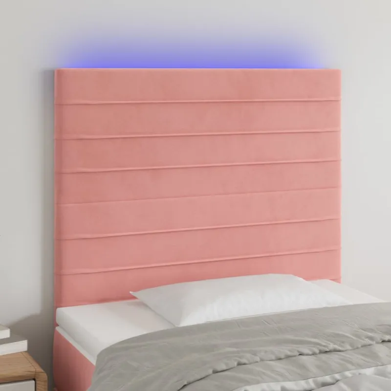 Galvūgalis su LED, rožinės spalvos, 100x5x118/128cm, aksomas