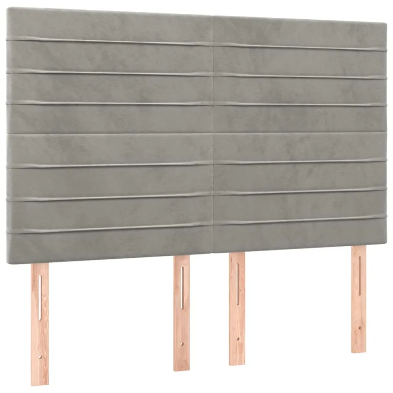 Galvūgalis su LED, šviesiai pilkas, 144x5x118/128cm, aksomas