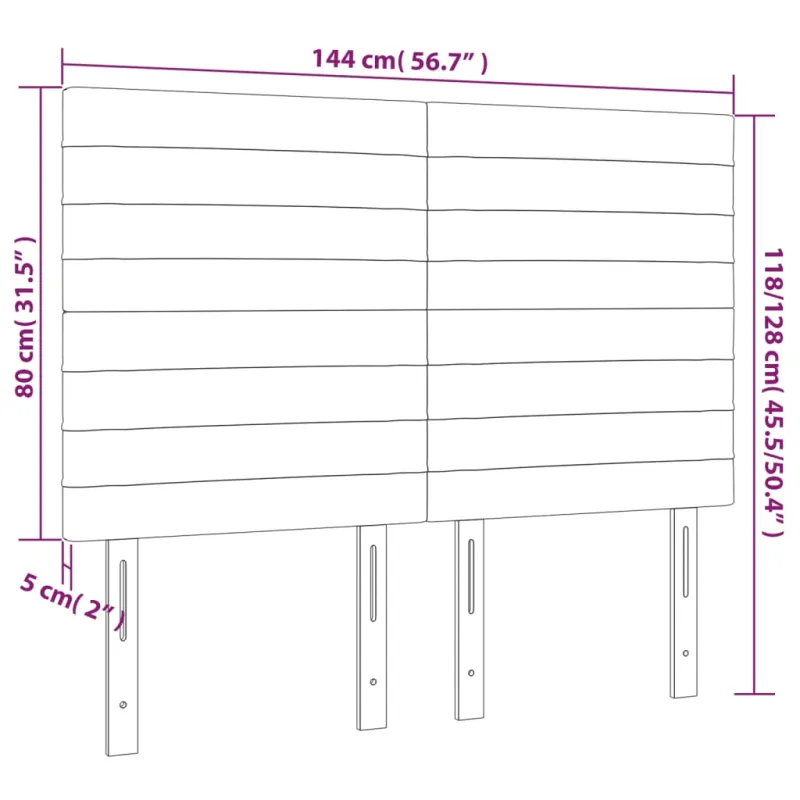 Galvūgalis su LED, rožinės spalvos, 144x5x118/128cm, aksomas