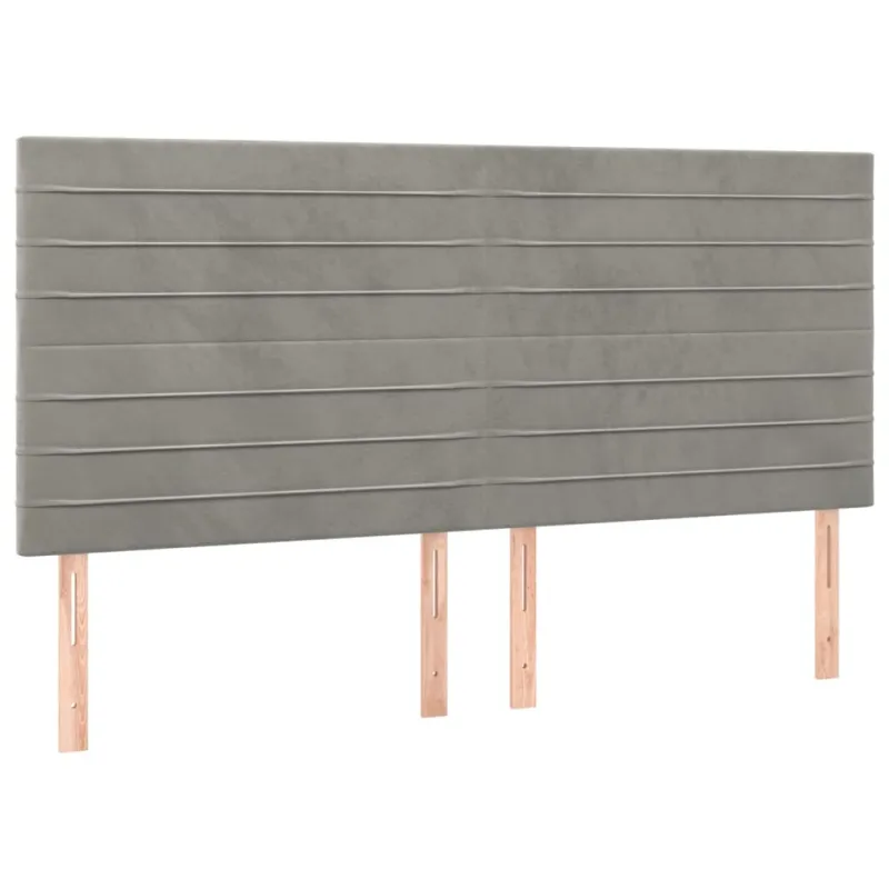 Galvūgalis su LED, šviesiai pilkas, 180x5x118/128cm, aksomas