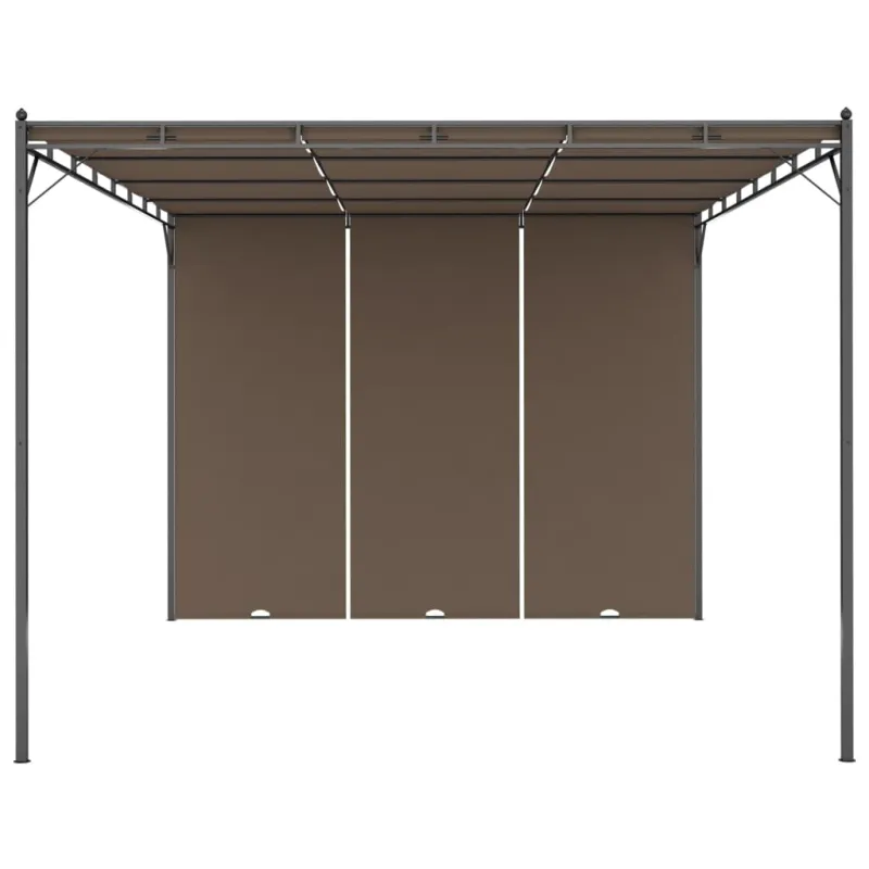 Sodo pavėsinė su šonine užuolaida, taupe spalvos, 4x3x2,25m