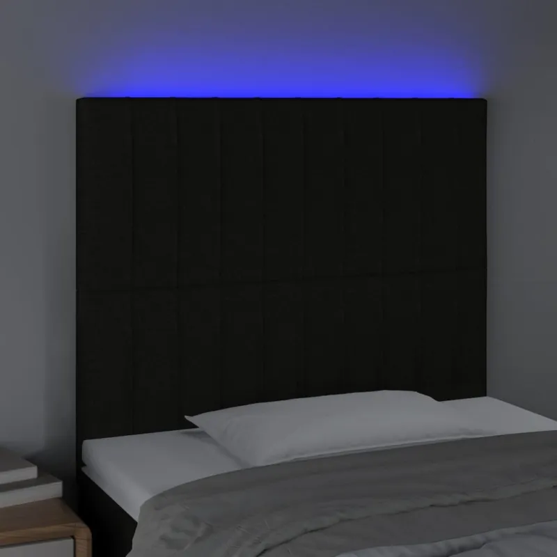 Galvūgalis su LED, juodos spalvos, 90x5x118/128cm, audinys