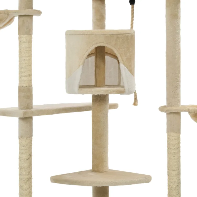 Draskyklė katėms su stovu iš sizal., 203cm, smėlio sp. ir balta