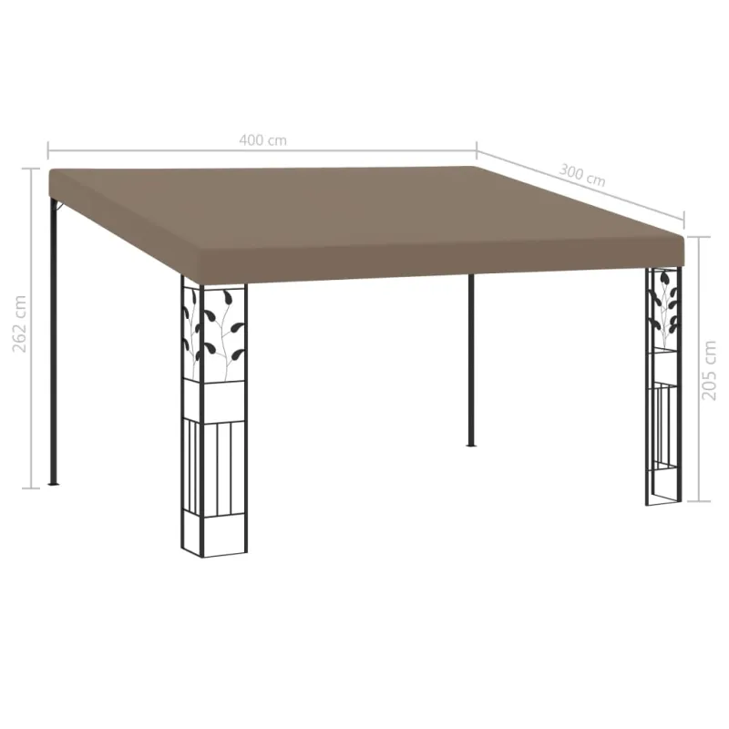 Prie sienos montuojama pavėsinė, taupe spalvos, 4x3x2,5m