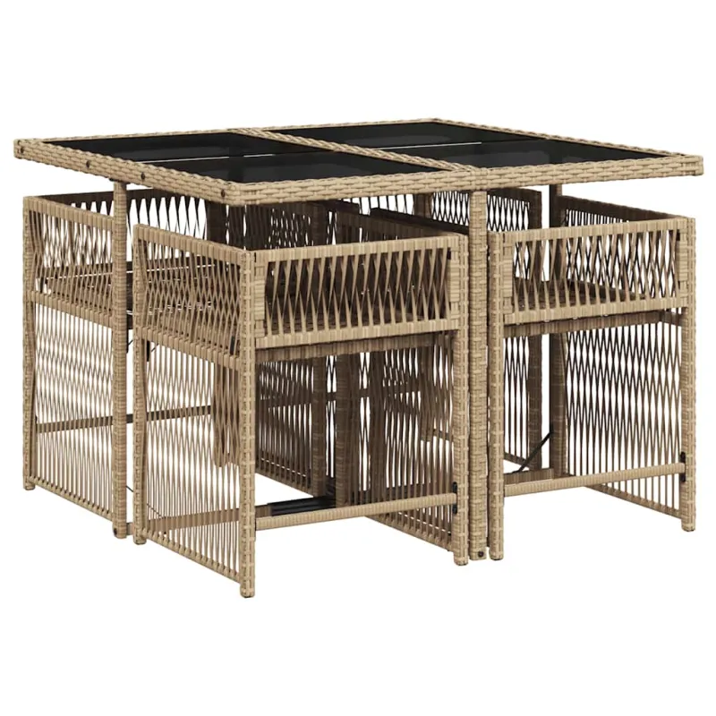 Sodo komplekti, 5 osaa, pehmusteet, hiekka, polyrattani