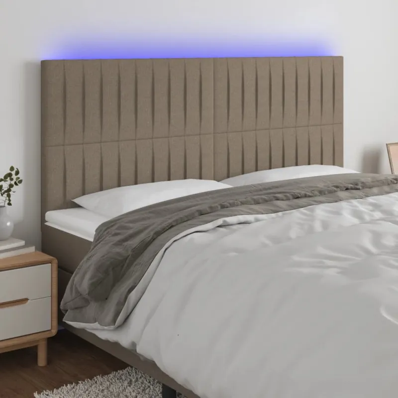 Galvūgalis su LED, taupe spalvos, 180x5x118/128cm, audinys