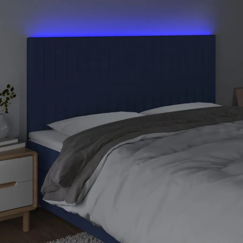 Galvūgalis su LED, mėlynos spalvos, 180x5x118/128cm, audinys