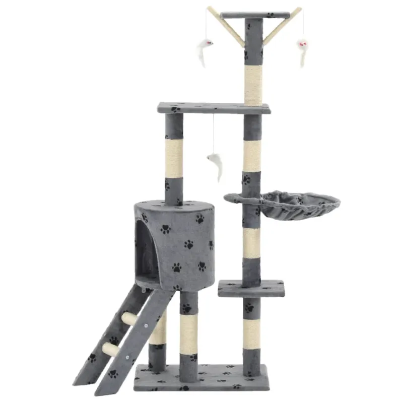 Draskyklė katėms su stovais iš sizalio, 138cm, pilkos sp. pėd.