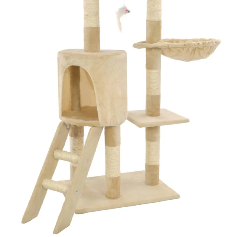 Draskyklė katėms su stovais iš sizalio, 138cm, smėlio sp.