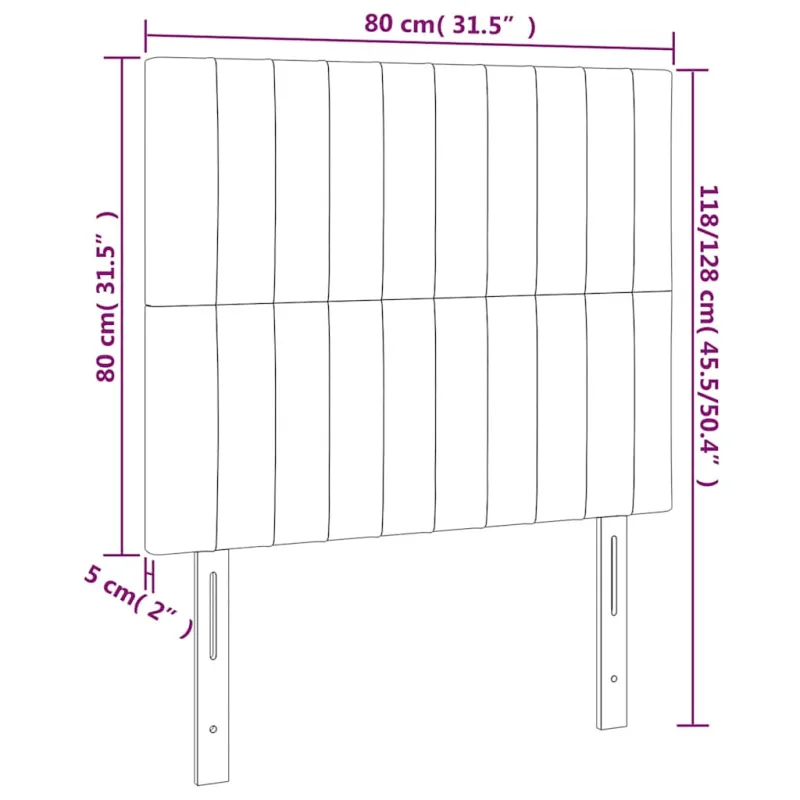 Galvūgalis su LED, tamsiai žalias, 80x5x118/128cm, aksomas