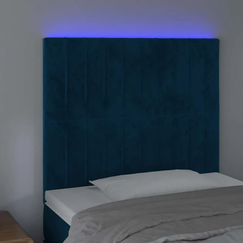 Galvūgalis su LED, tamsiai mėlynas, 80x5x118/128cm, aksomas